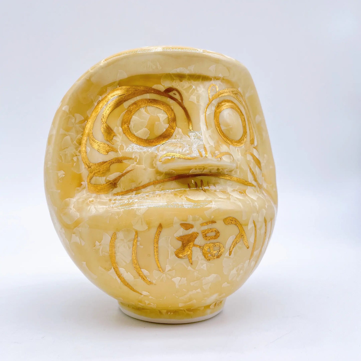 日本清水燒達摩 花結晶 金華X金彩 大號