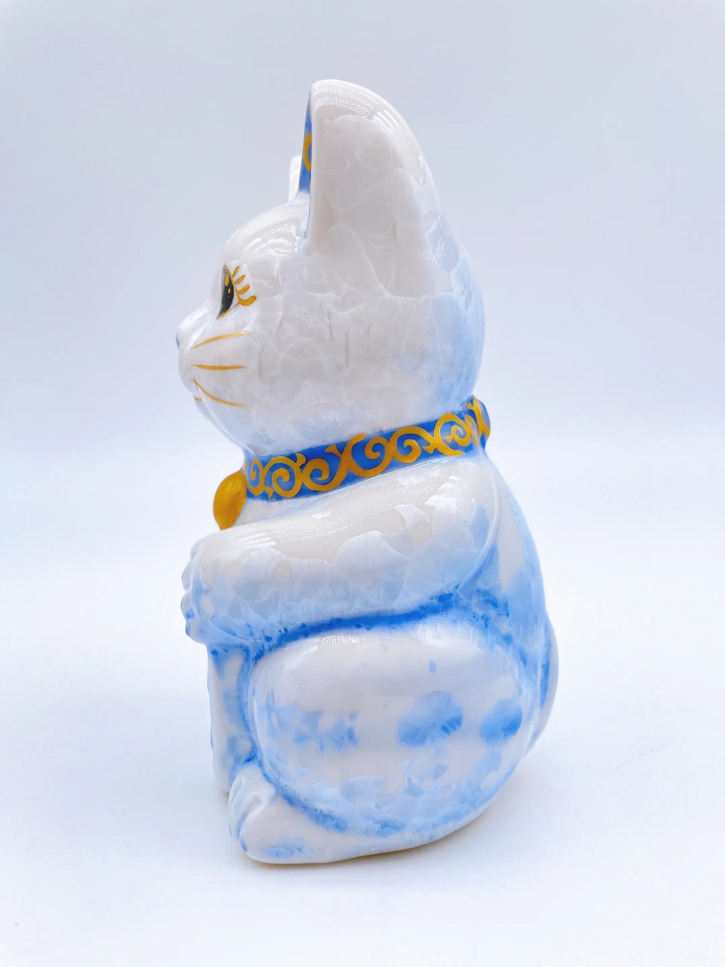 日本清水烧招财猫花结晶青白千万両