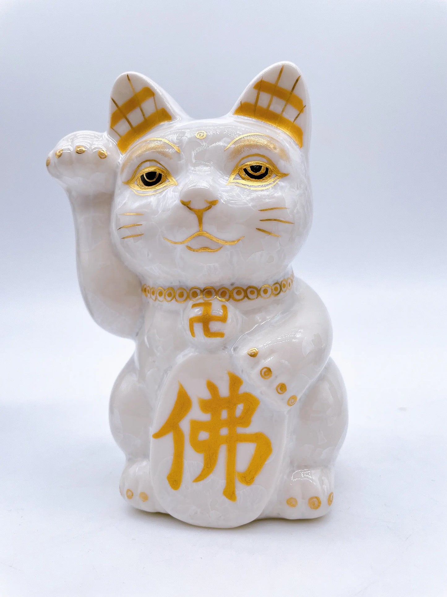日本清水烧招财猫花结晶佛猫
