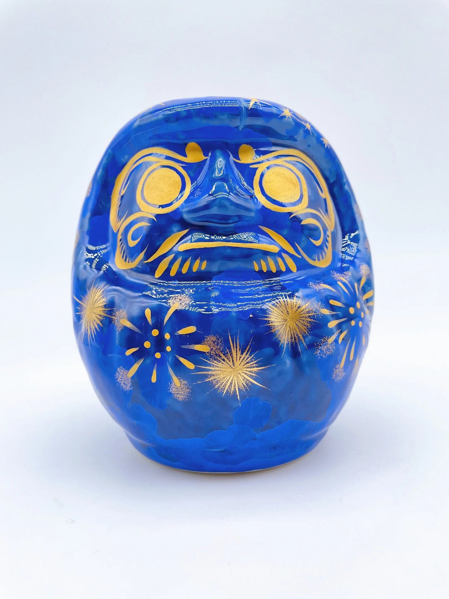 日本清水燒達摩 花結晶 璃璃X金彩 花火 中