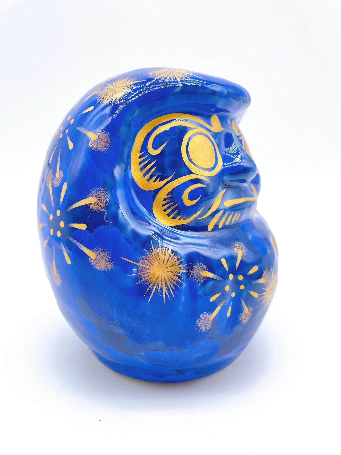 日本清水燒達摩 花結晶 璃璃X金彩 花火 中