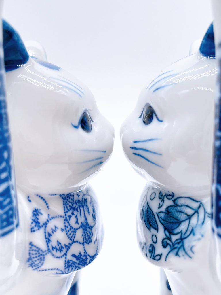 日本瀬戸焼染付招财猫小号