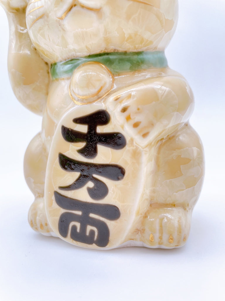 日本清水烧招财猫花结晶金花