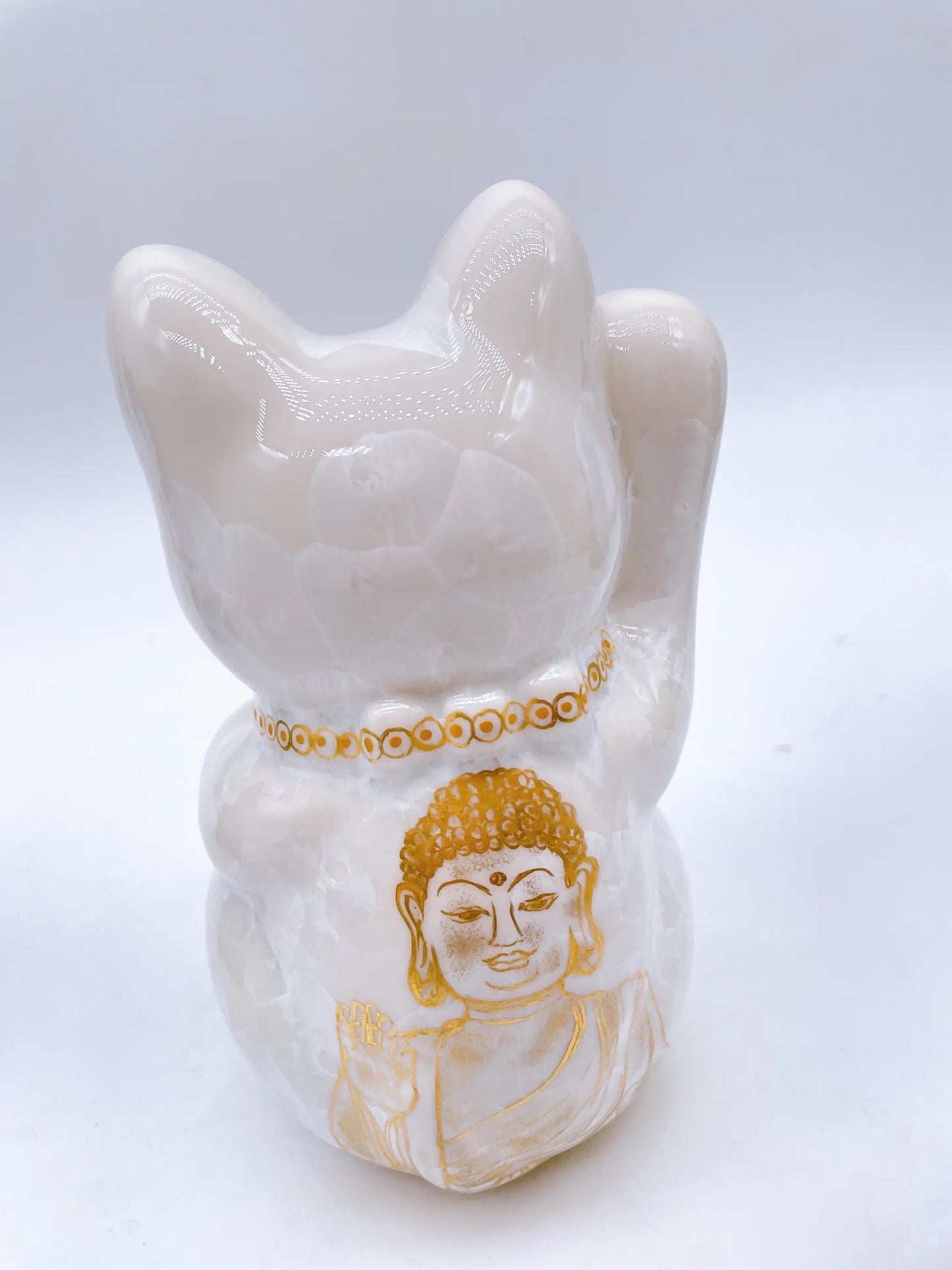 日本清水烧招财猫花结晶佛猫
