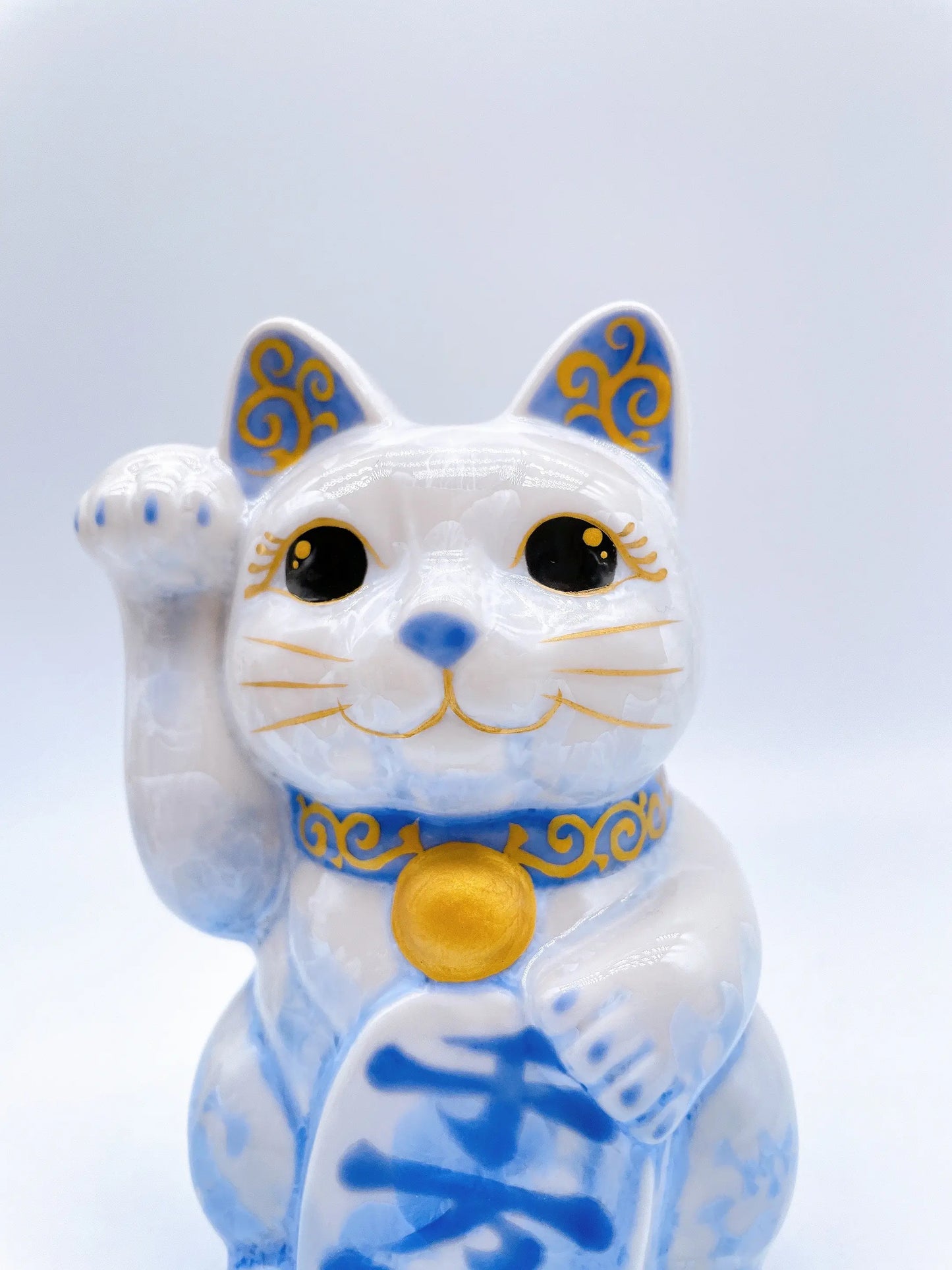 日本清水烧招财猫花结晶青白千万両