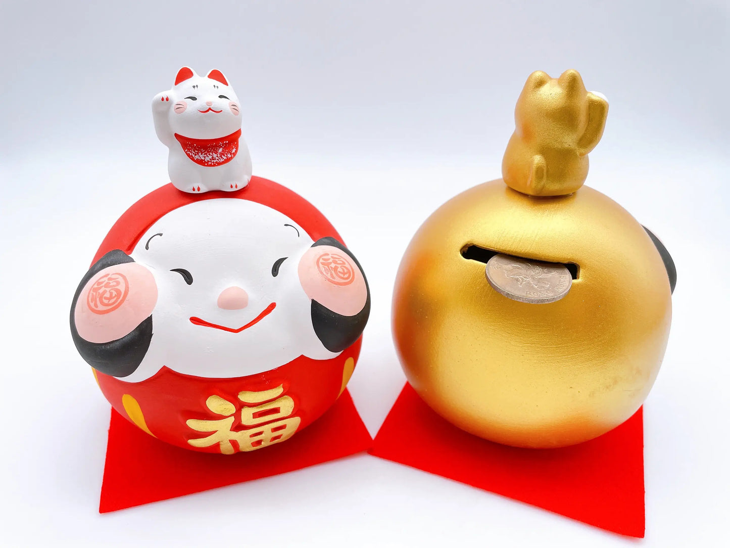 日本大招福達摩貓 貯金箱