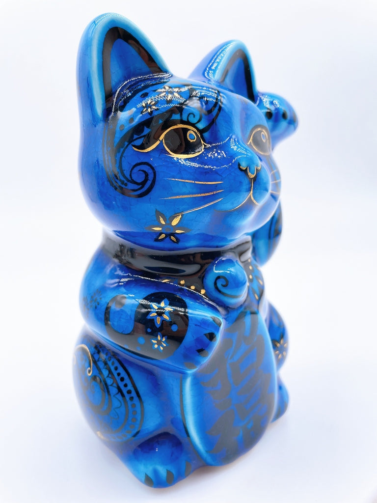 日本清水燒招財貓  花結晶 交趾