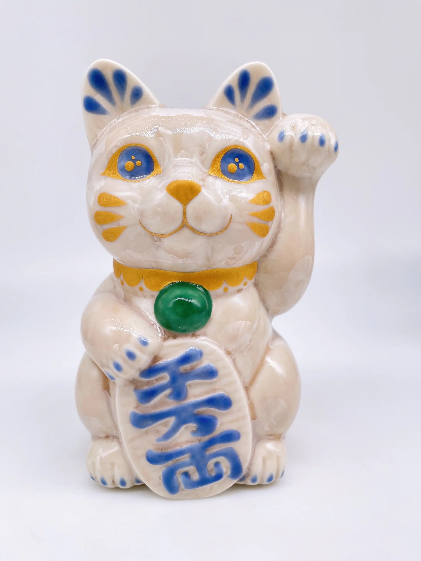 日本清水烧招财猫花结晶杏千万両