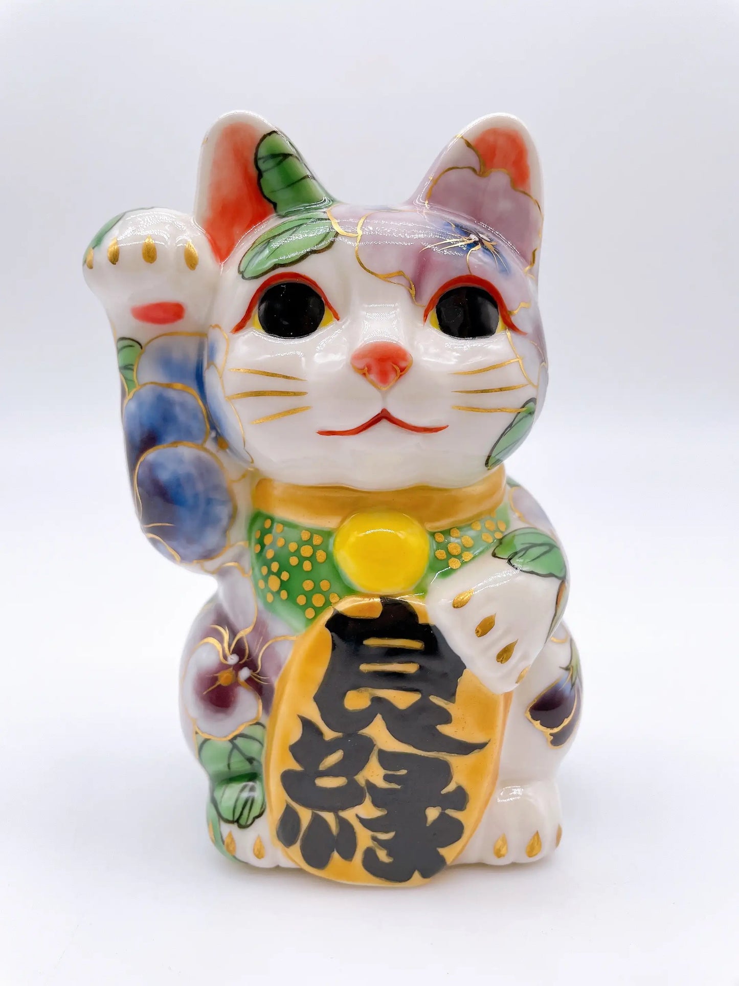 日本清水燒招財貓 三色堇