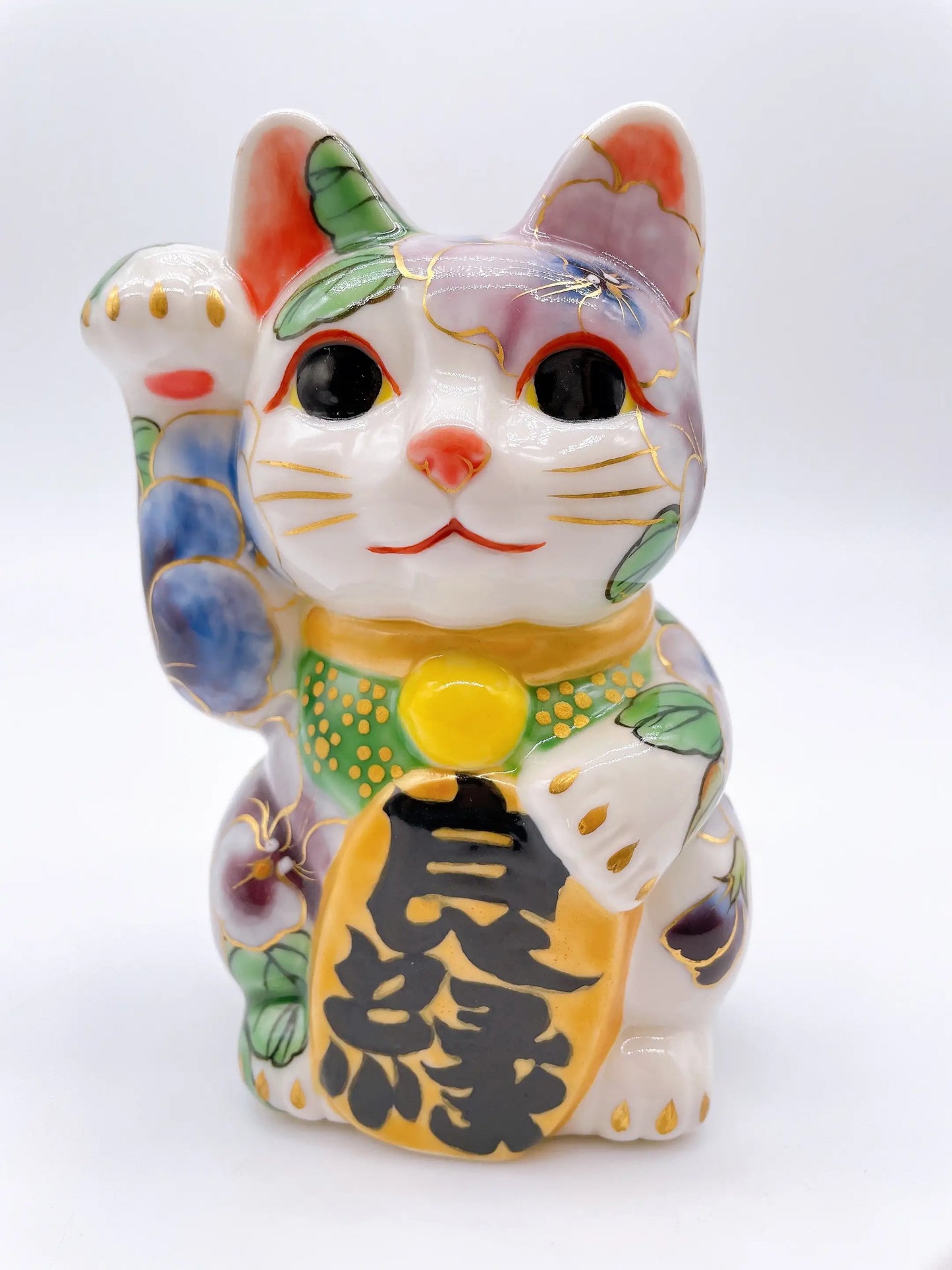 日本清水燒招財貓 三色堇