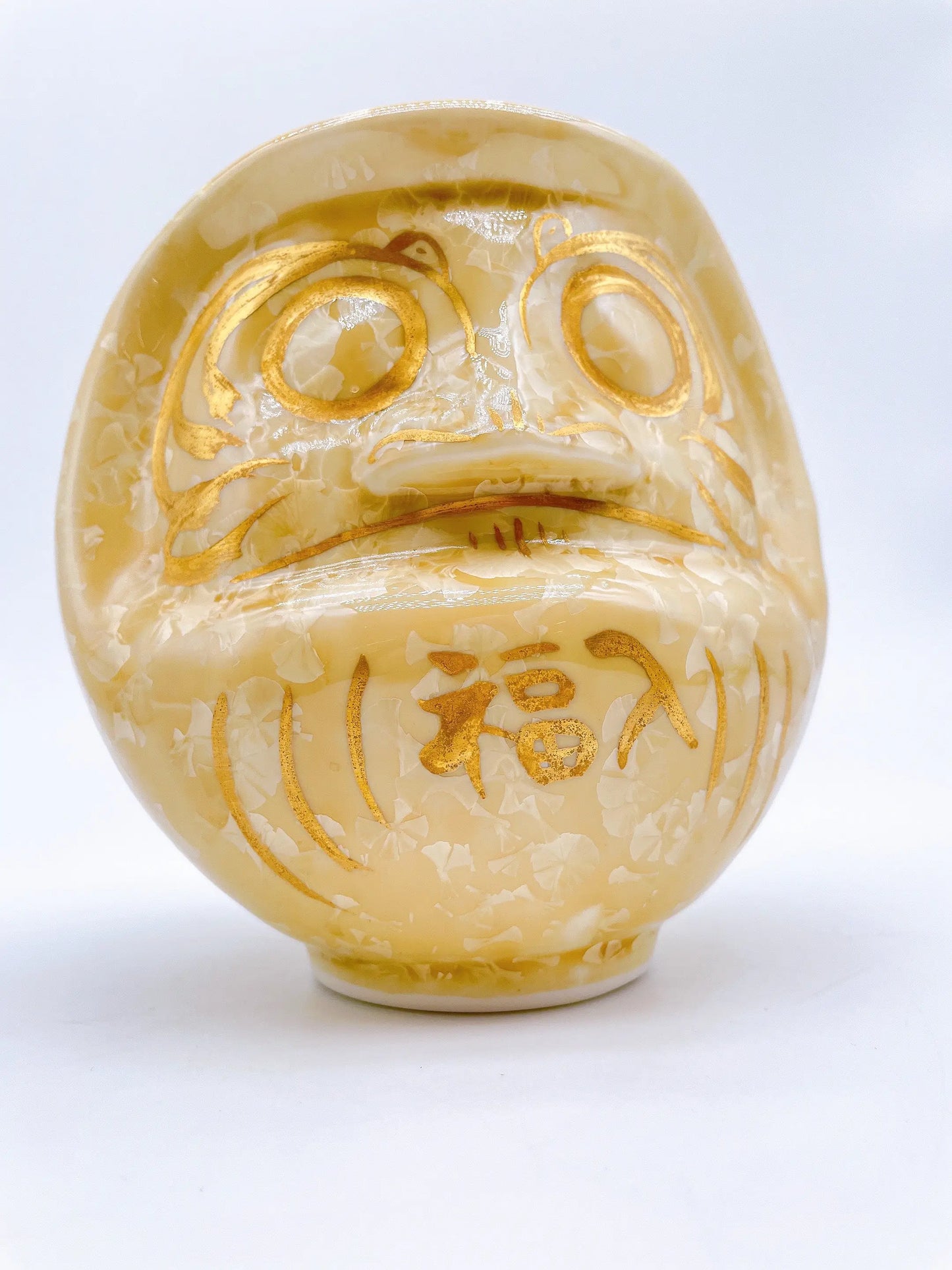 日本清水燒達摩 花結晶 金華X金彩 大號