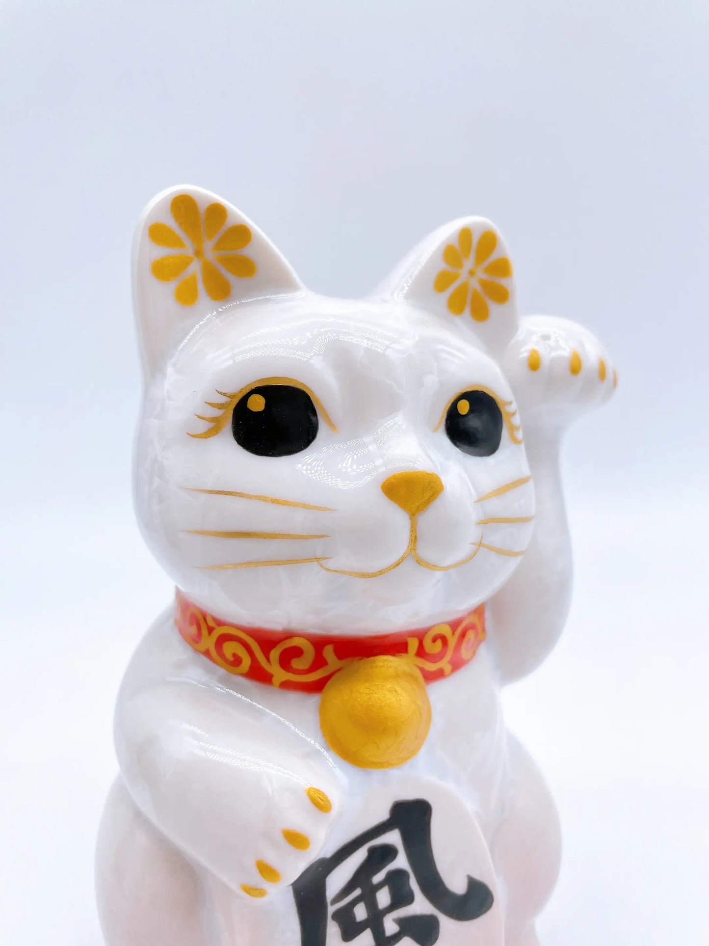 日本清水烧招财猫花结晶桃白风水