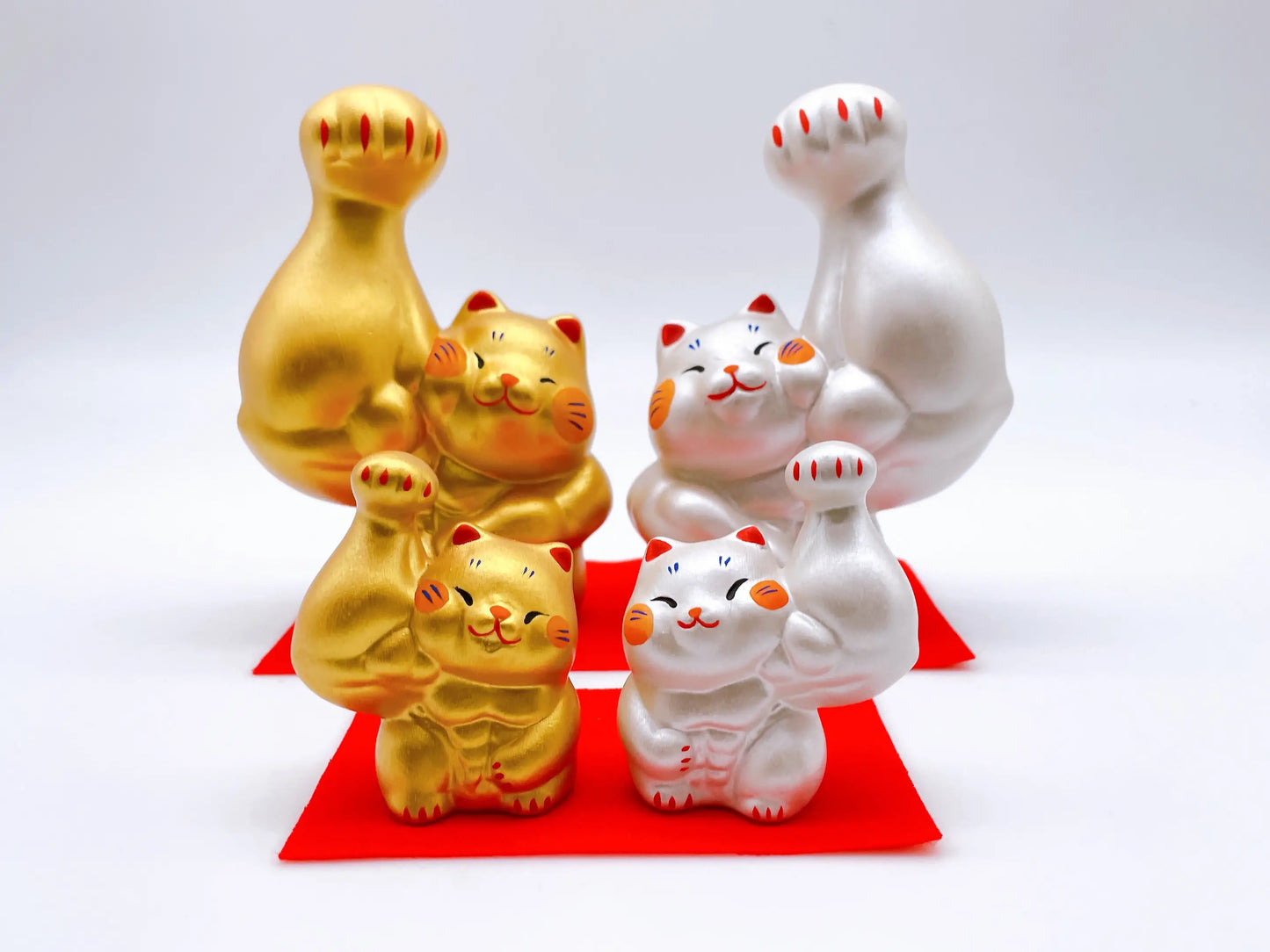 日本刚丸筋肉招财猫金银套装