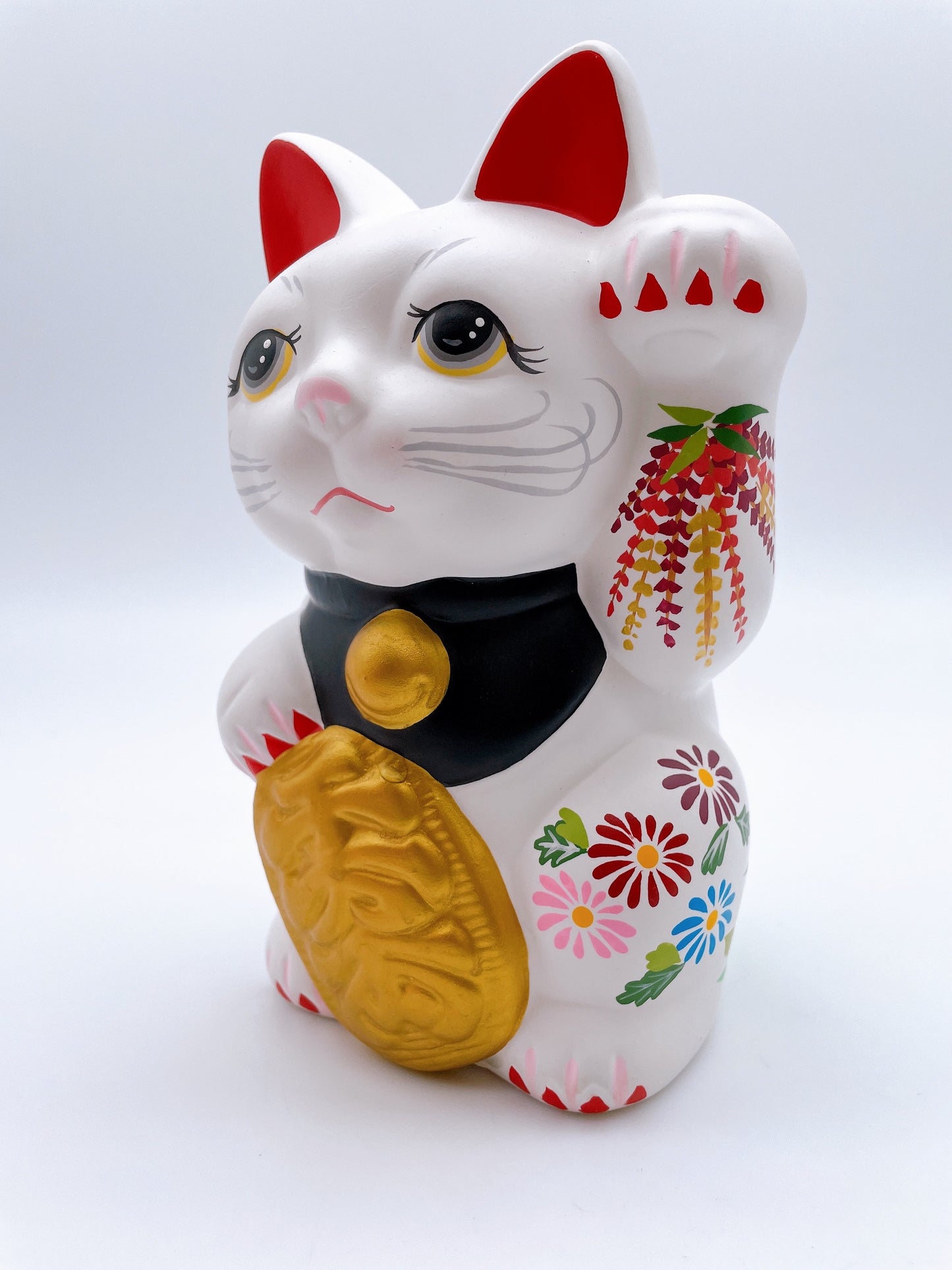 日本七彩福小判招財貓 白銀