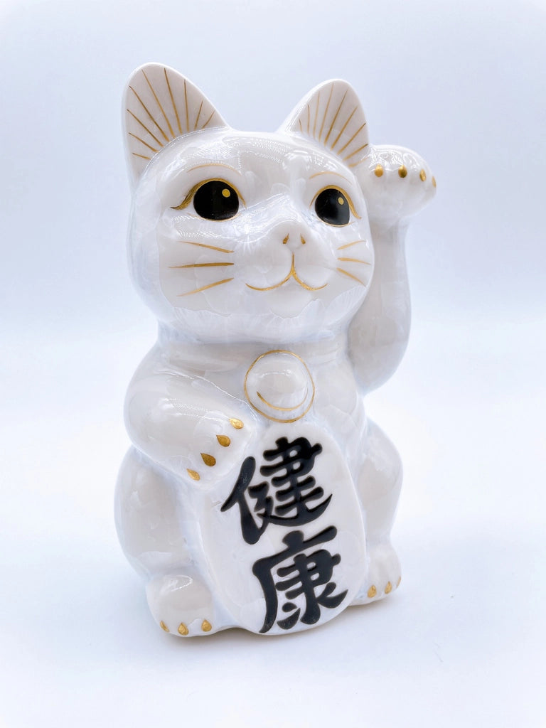 日本清水烧招财猫花结晶白富贵健康