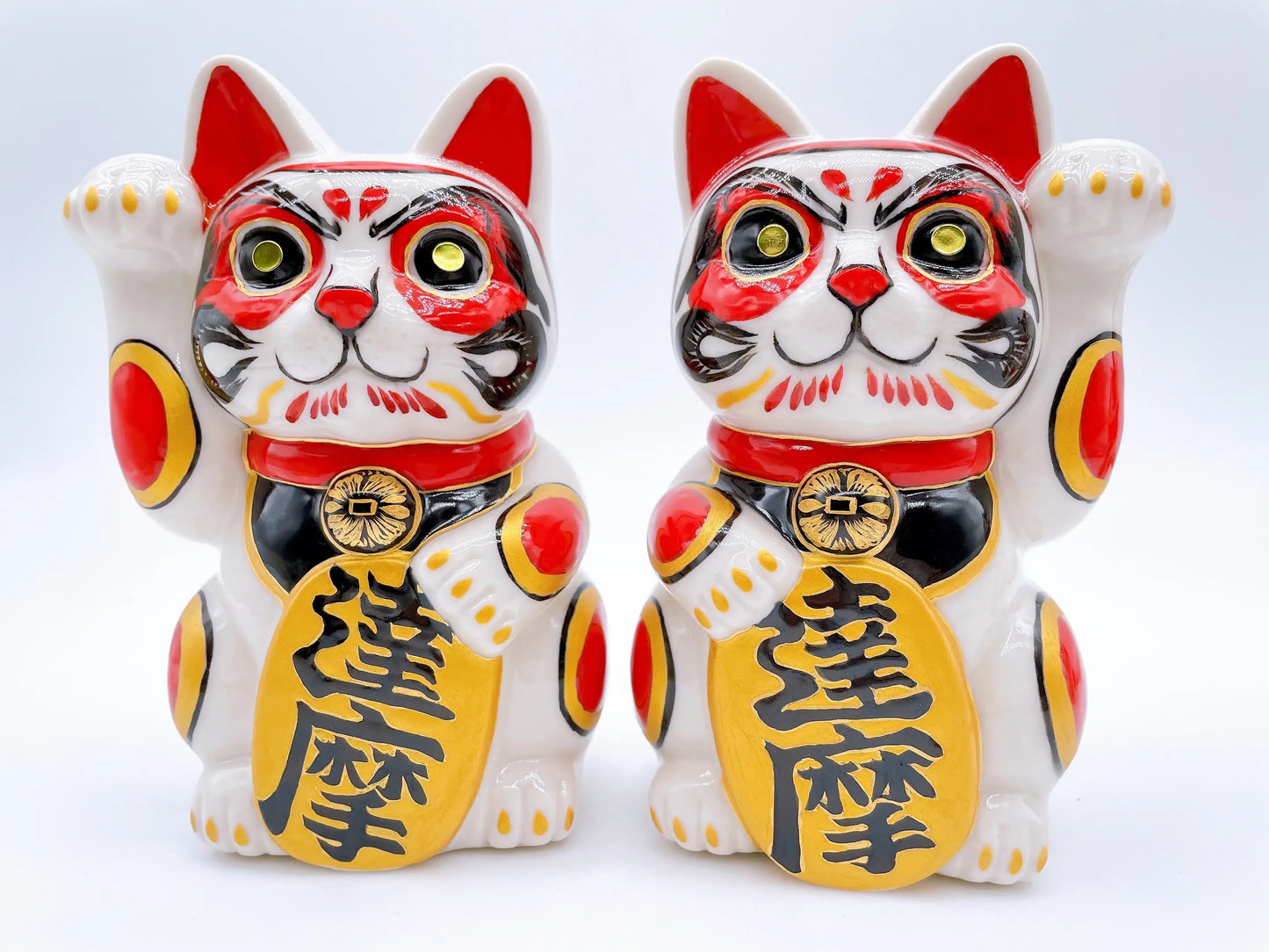 日本清水燒招財貓 色繪 達摩