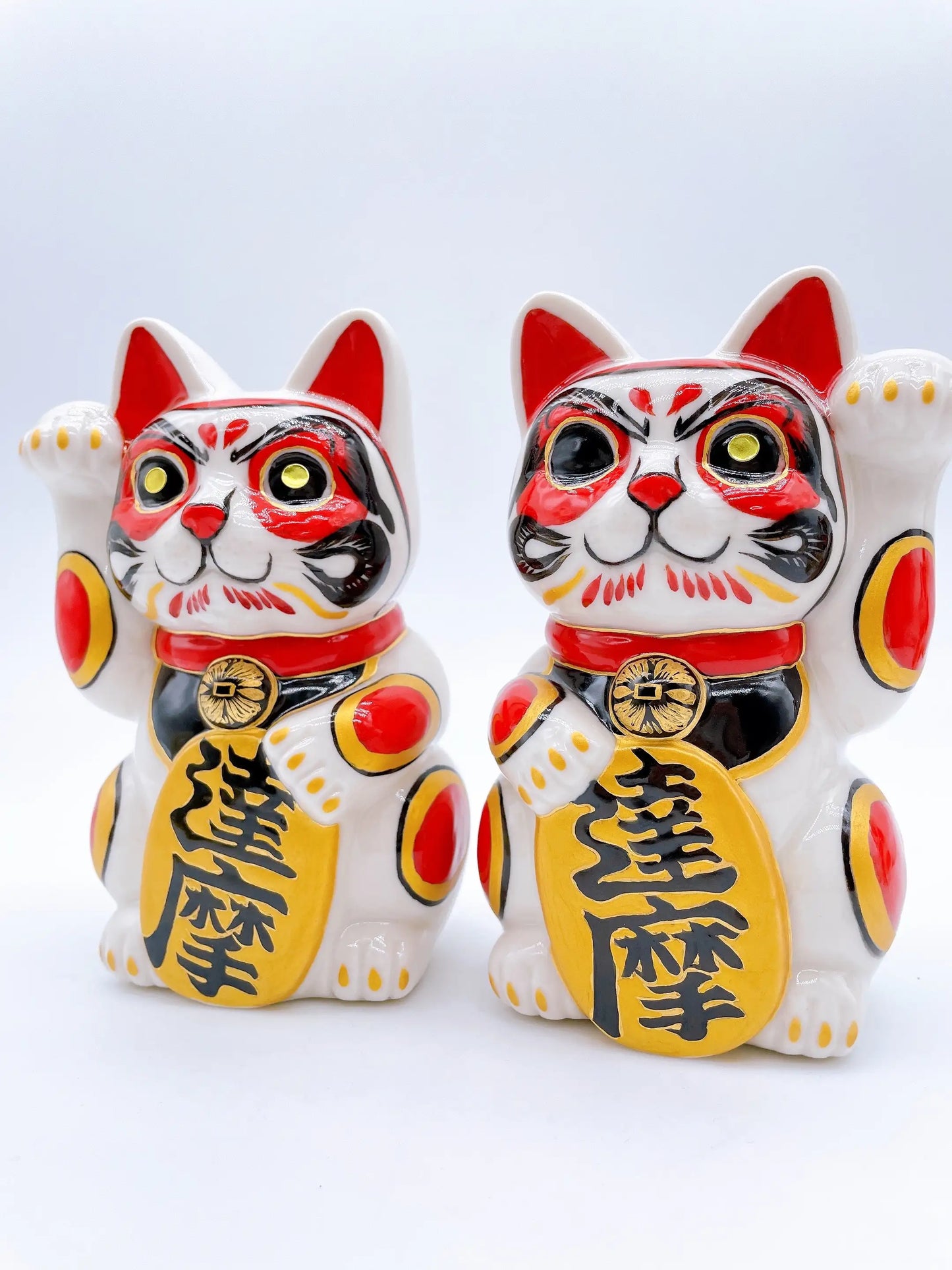 日本清水燒招財貓 色繪 達摩