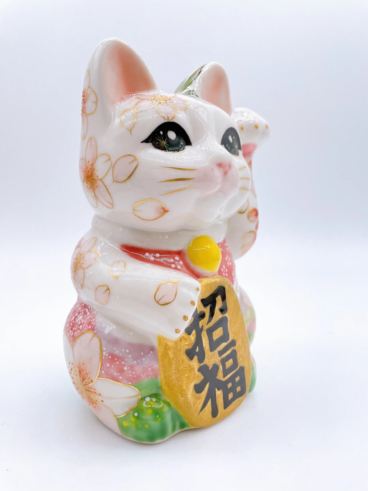 日本清水燒招財貓 色繪 春野 中號