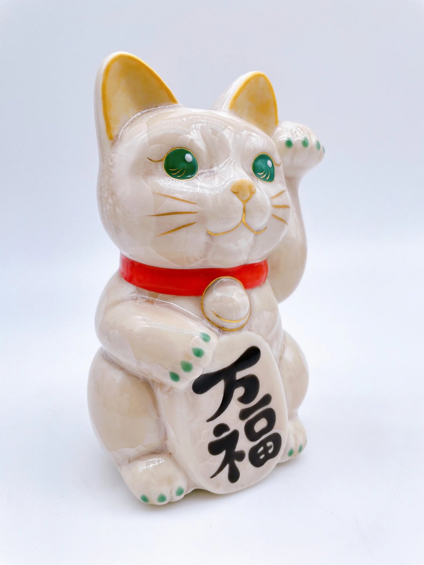 日本清水烧招财猫花结晶杏万福