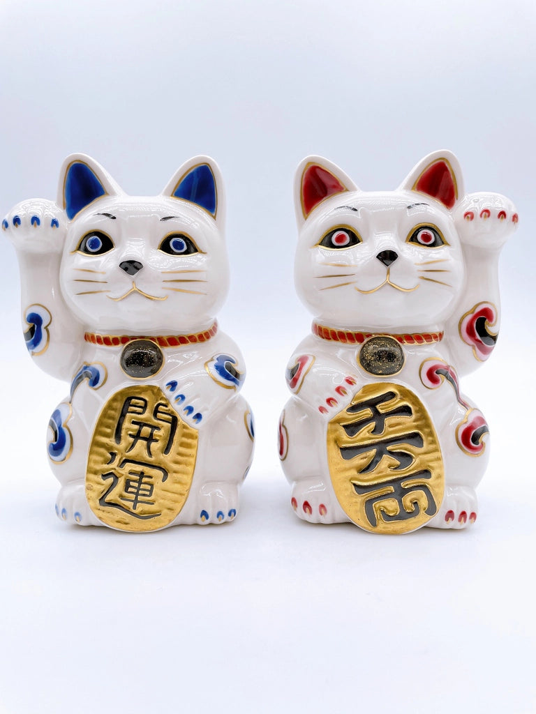 日本清水燒招財貓 白狐
