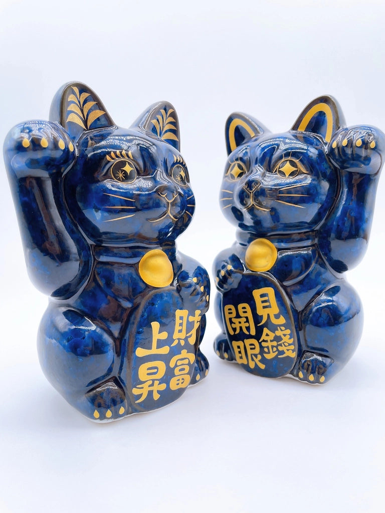日本清水烧招财猫青墨见钱开眼