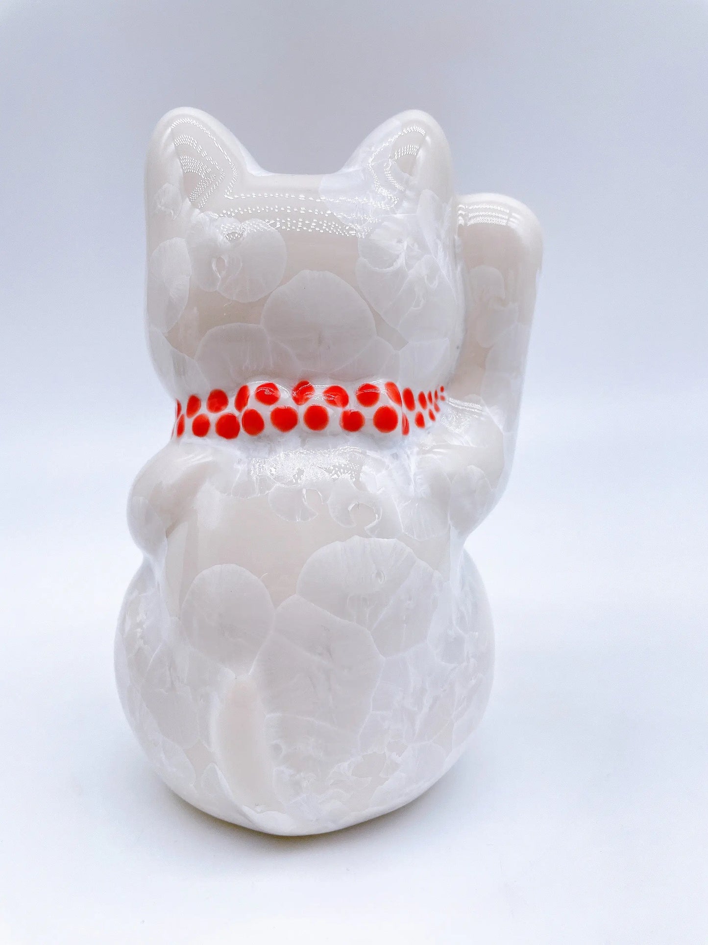 日本清水烧招财猫花结晶白爆数