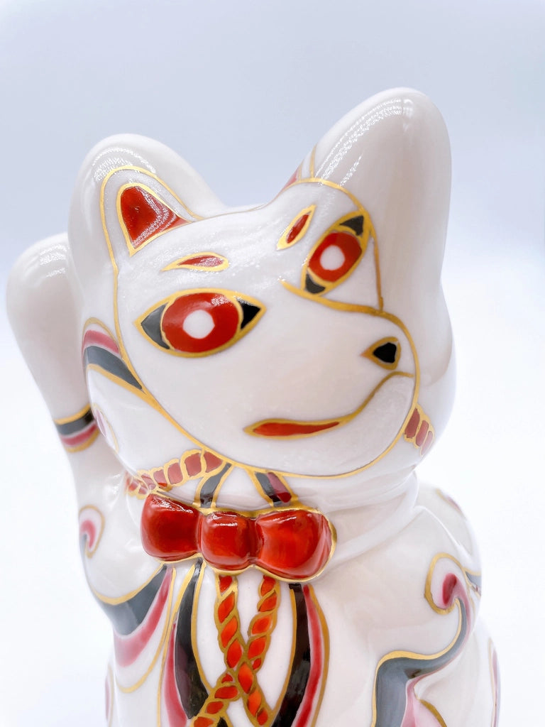 日本清水燒招財貓 白狐