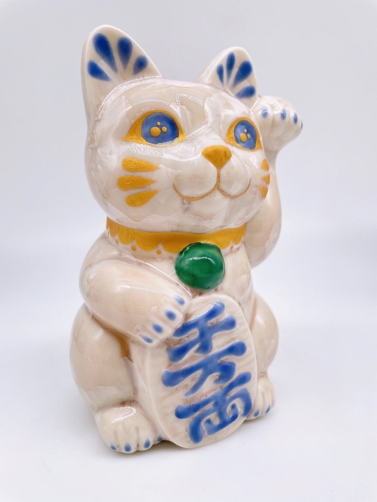 日本清水烧招财猫花结晶杏千万両