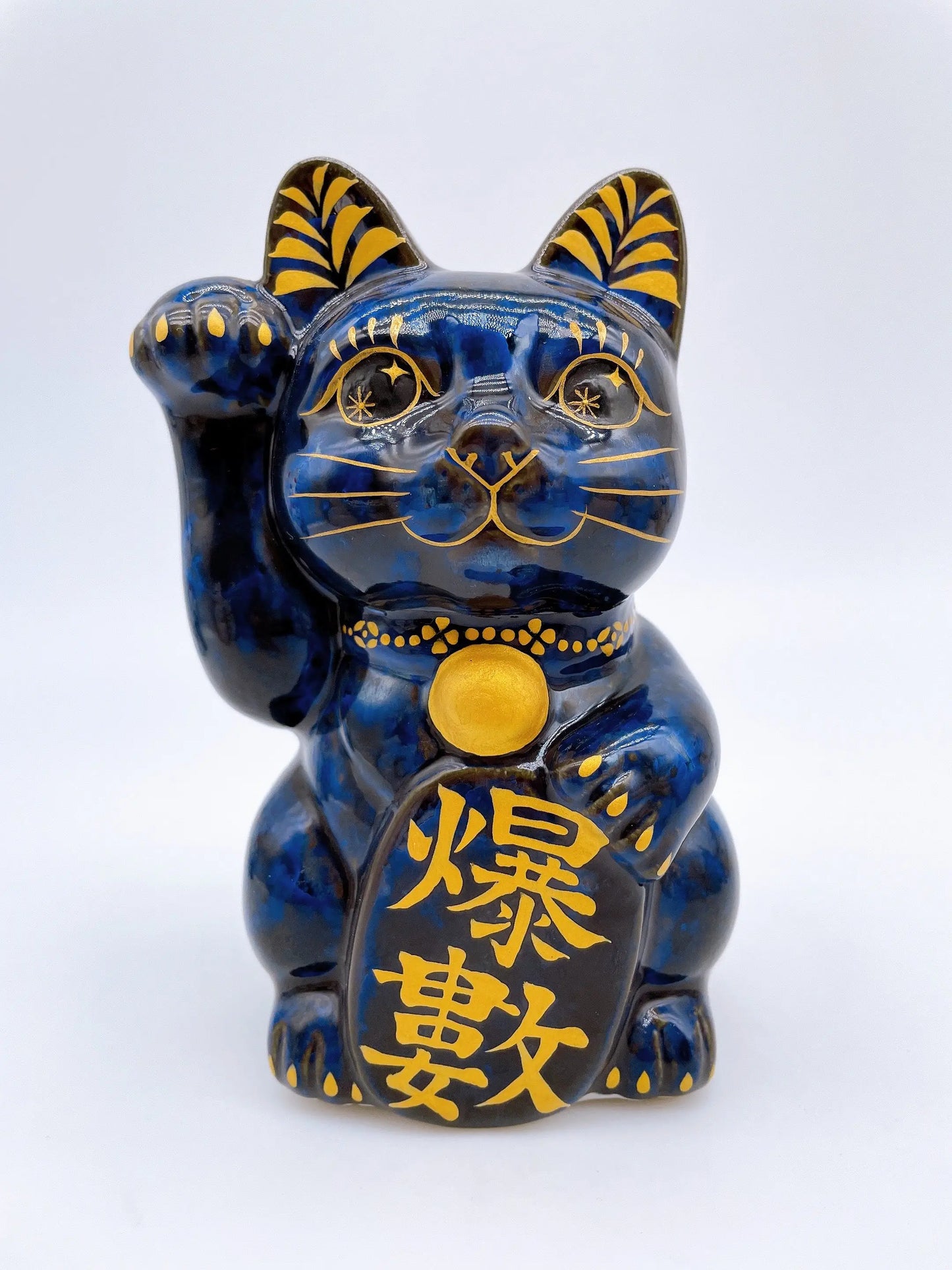 日本清水烧招财猫青墨爆数
