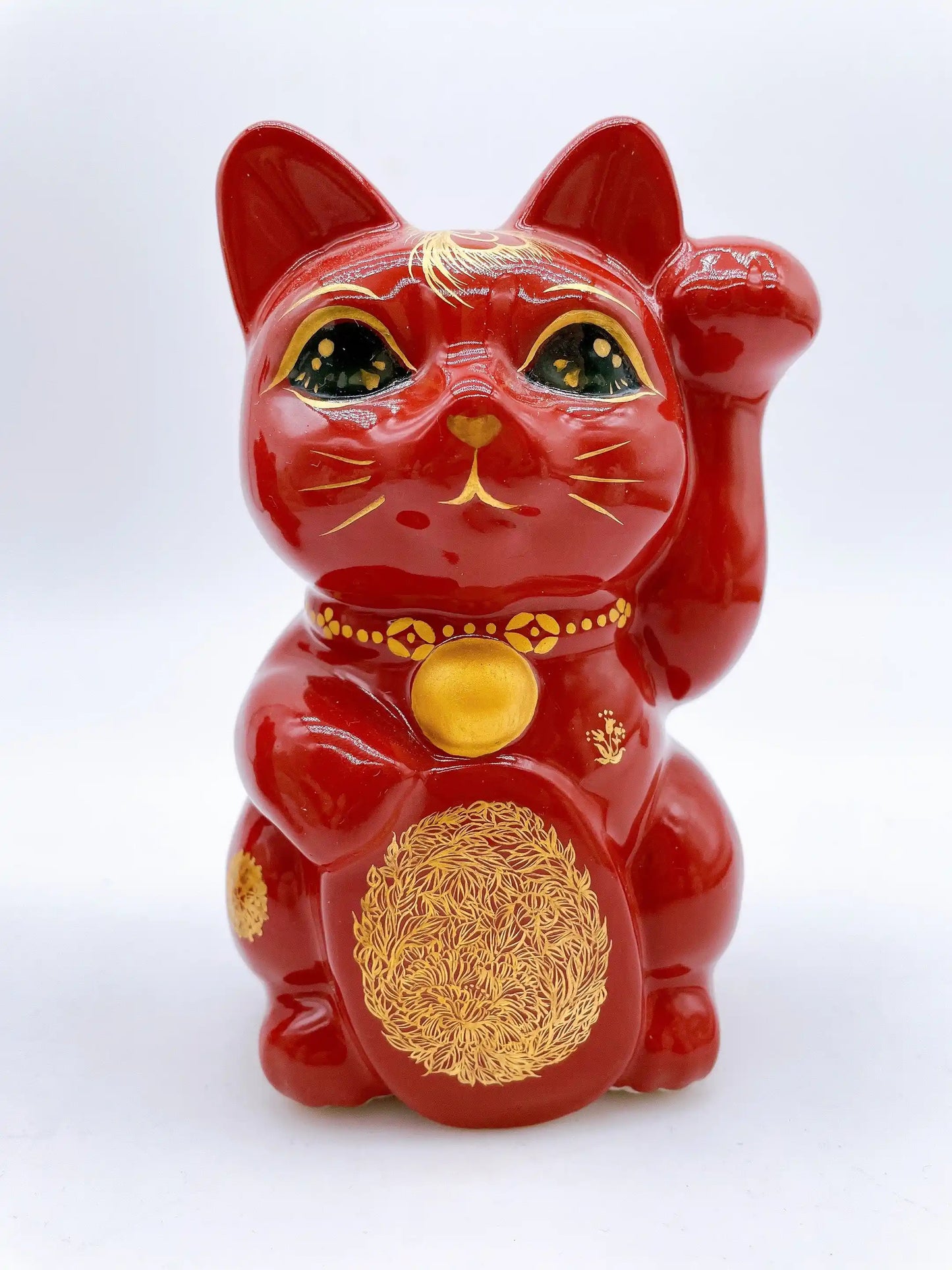 日本清水烧招财猫赤地龙凤