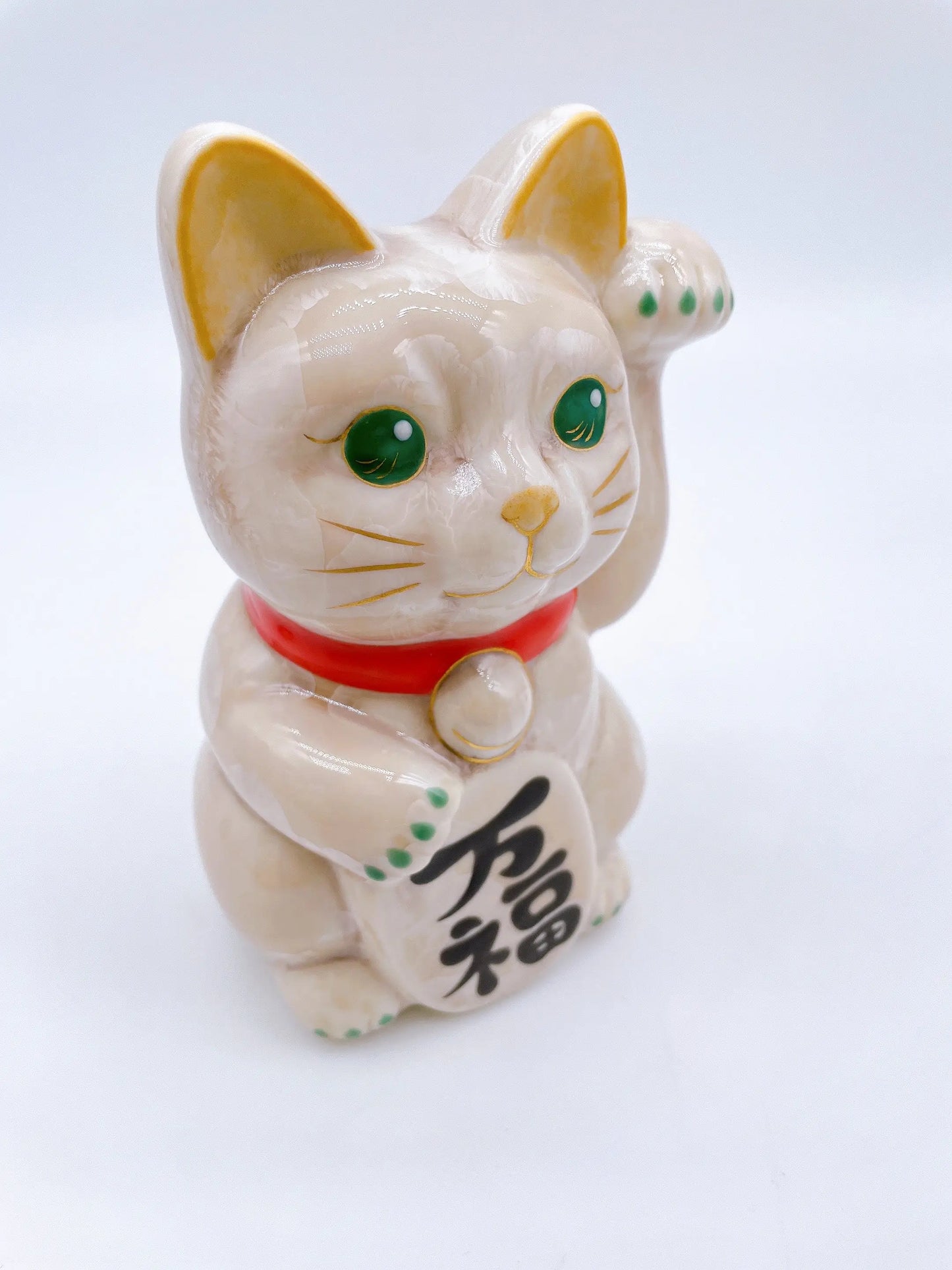 日本清水烧招财猫花结晶杏万福