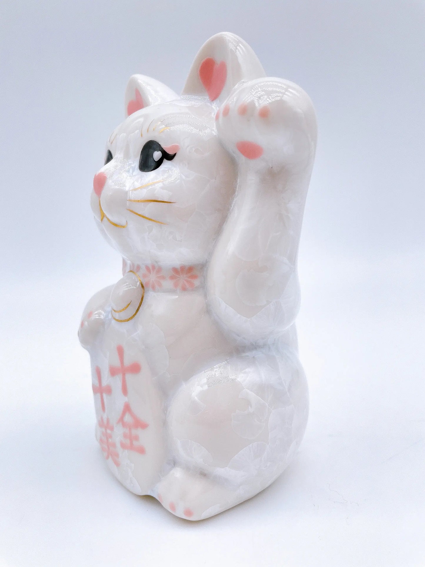 日本清水烧招财猫花结晶十全十美