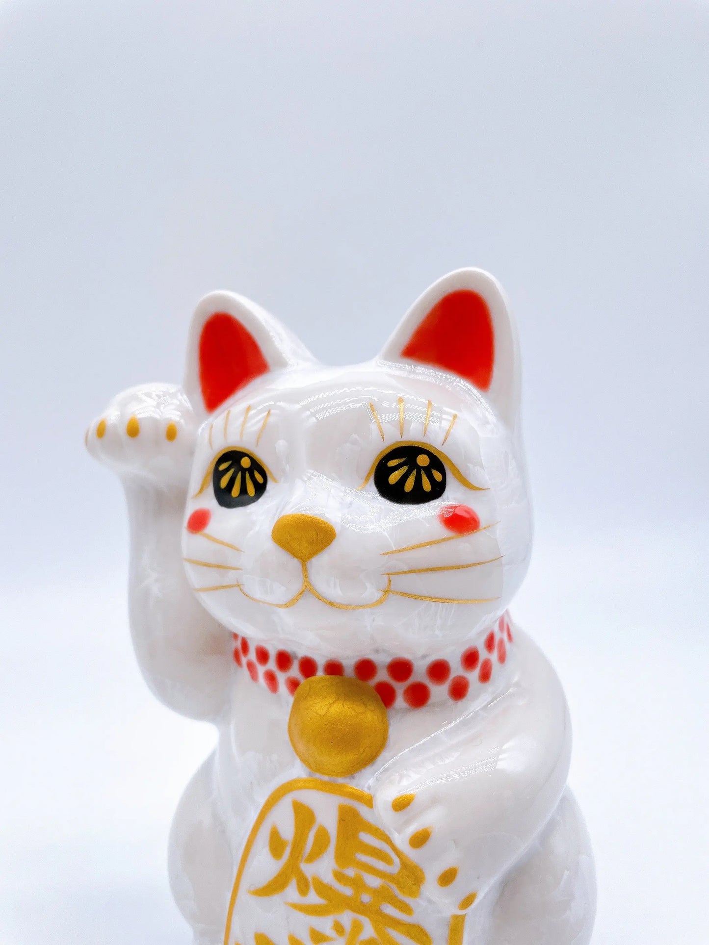 日本清水烧招财猫花结晶白爆数