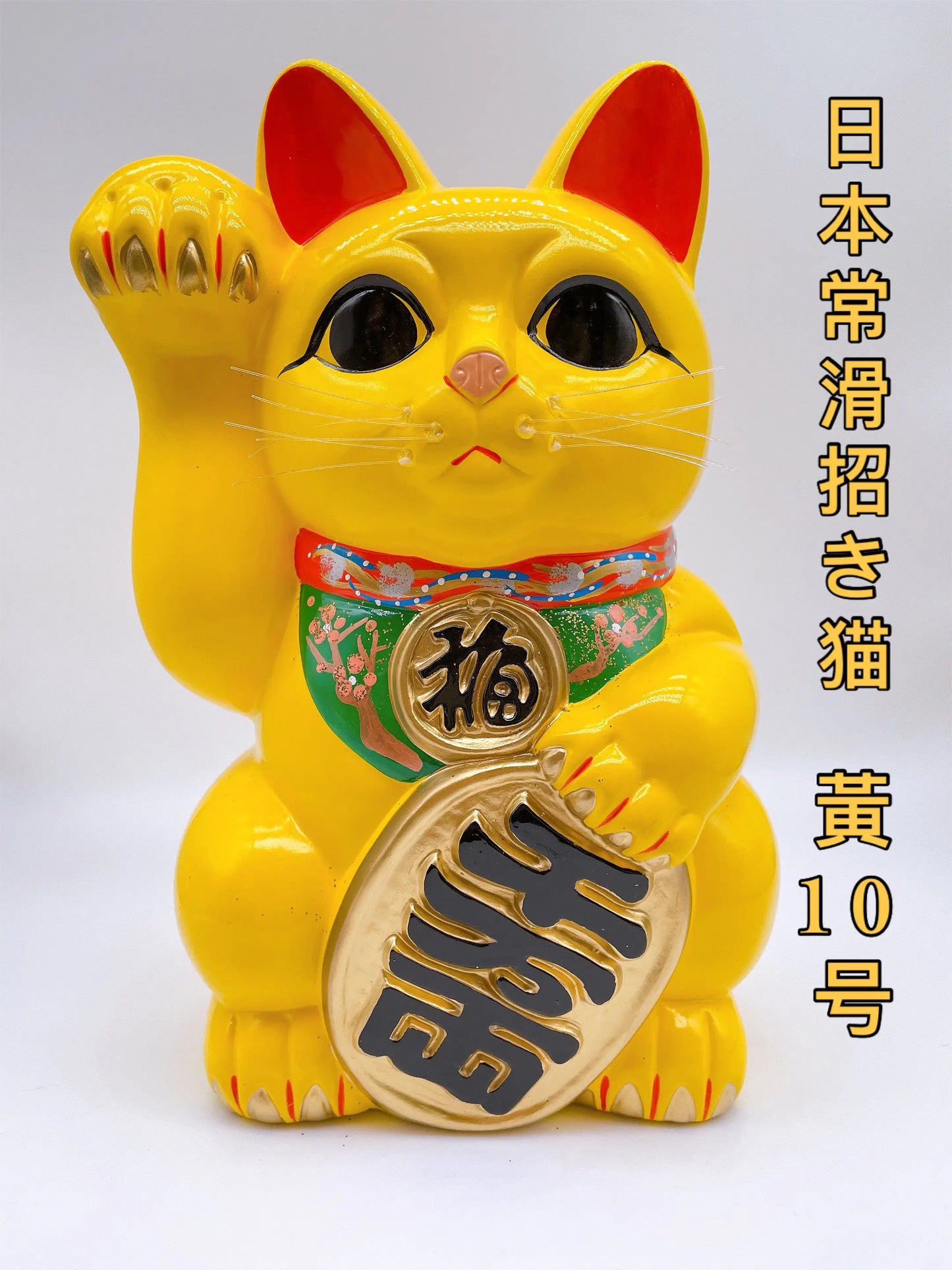 日本常滑小判招財貓 10號 黃