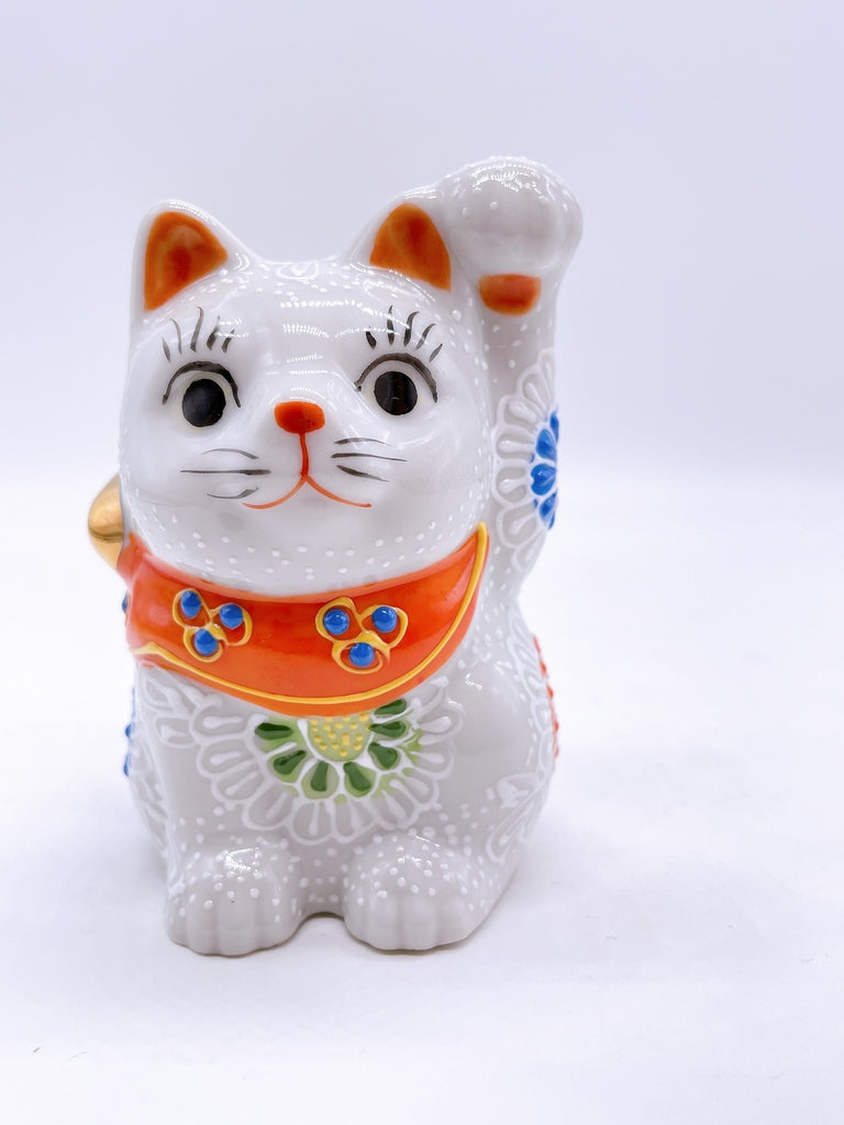 Japanese Kutani Ware Lucky Cat Shiromori No. 2