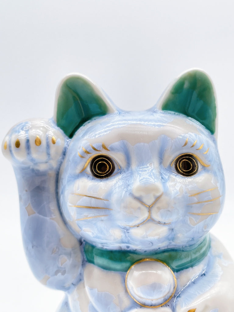日本清水烧招财猫花结晶银藤