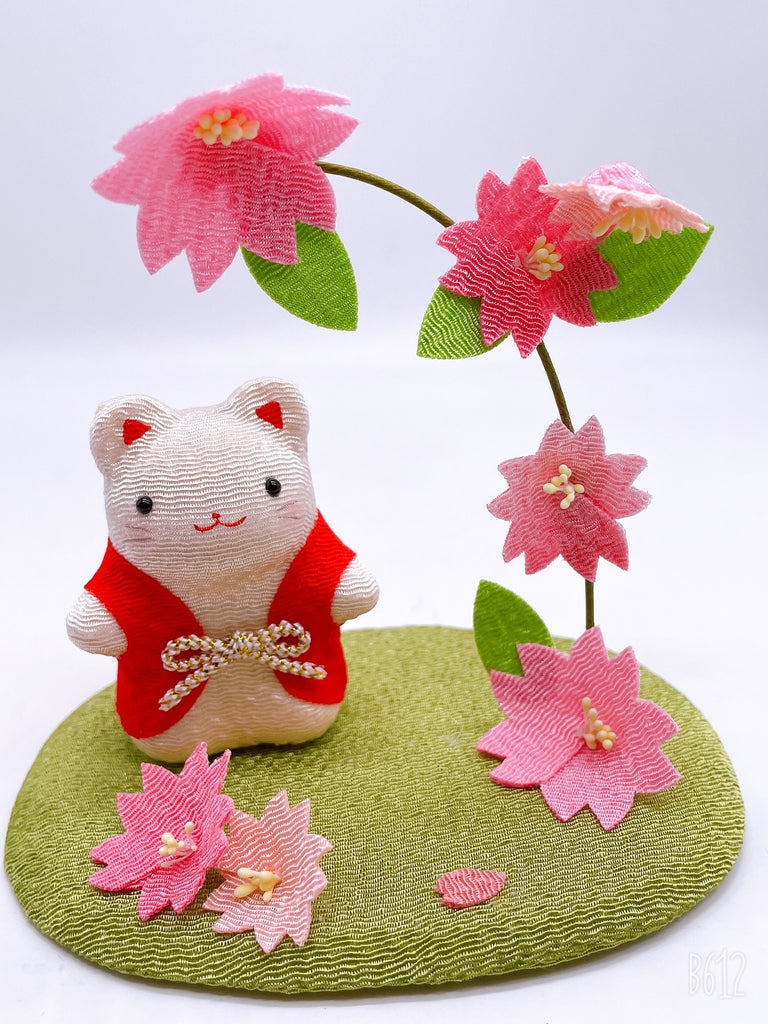 Japanese lucky cat cherry blossom