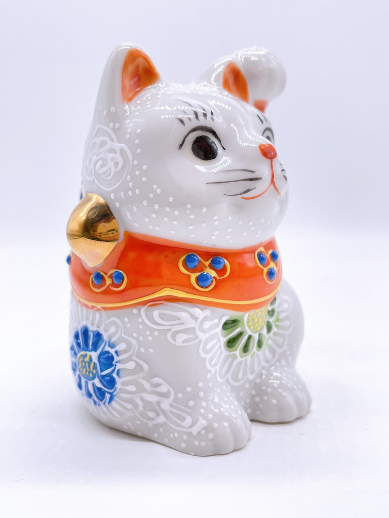 Japanese Kutani Ware Lucky Cat Shiromori No. 2