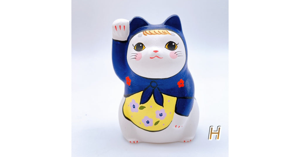日本谷中堂彩色招財貓 拇拇花 大號