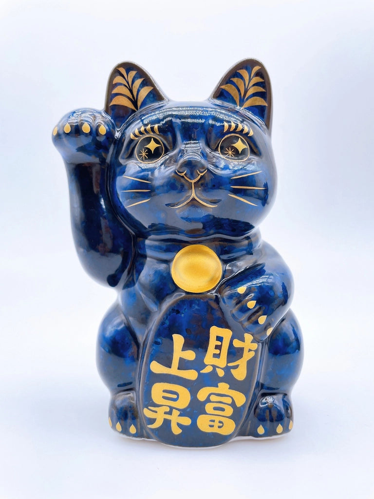 日本清水烧招财猫青墨财富上升