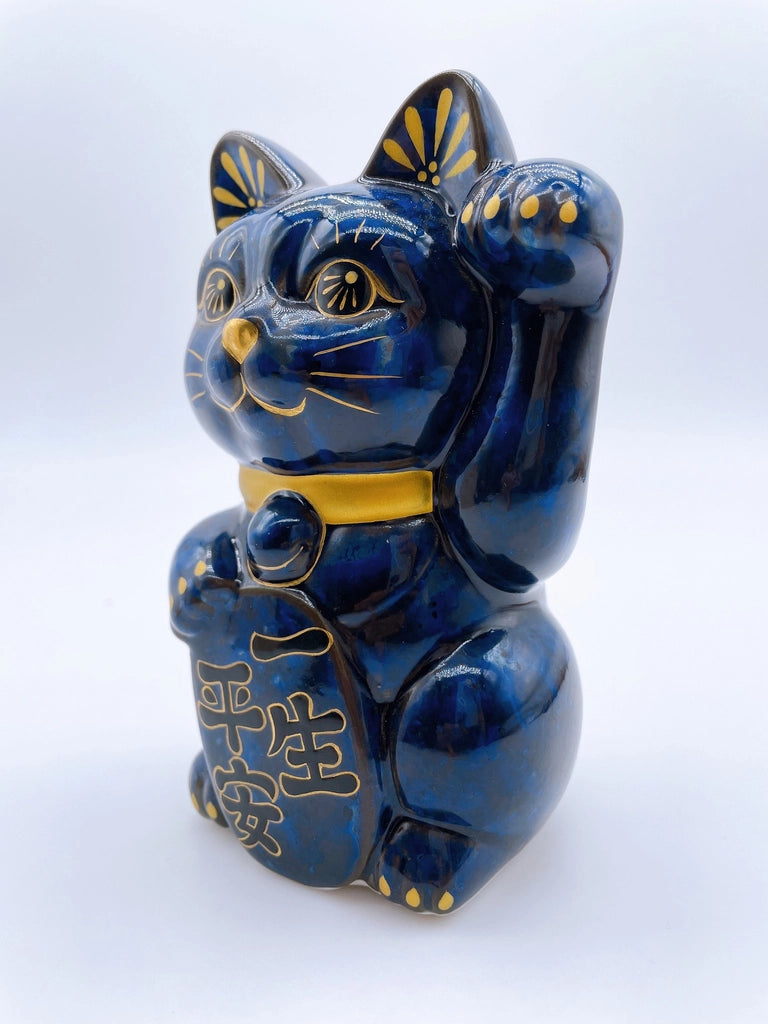 日本清水烧招财猫青墨一生平安