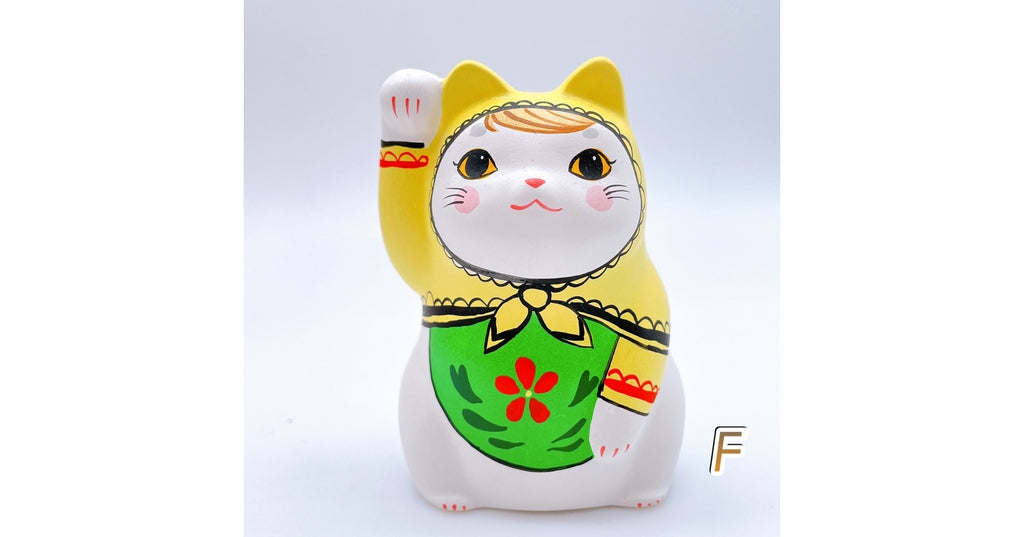 日本谷中堂彩色招財貓 拇拇花 大號