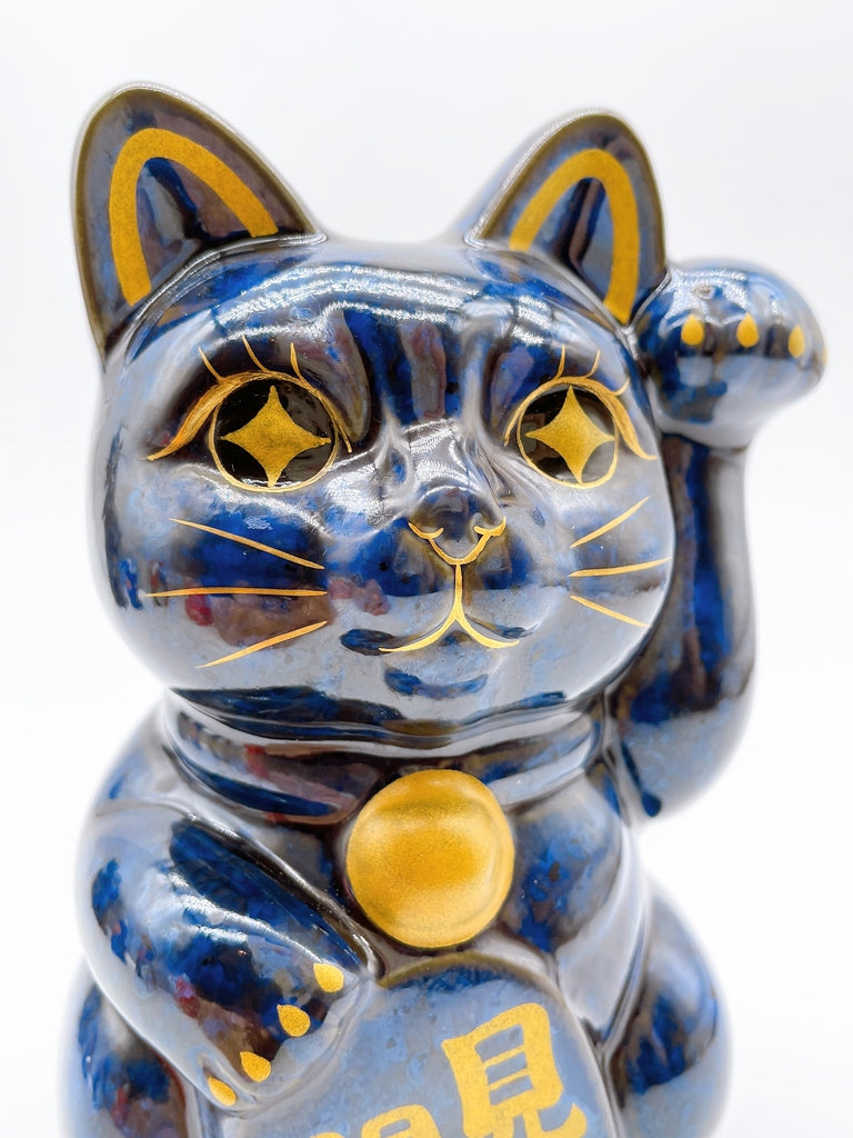 日本清水烧招财猫青墨见钱开眼