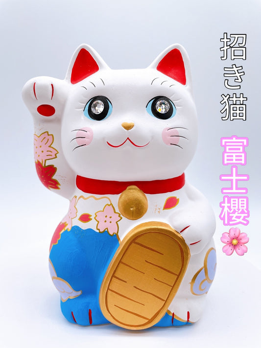 日本谷中堂招財貓 富士櫻花