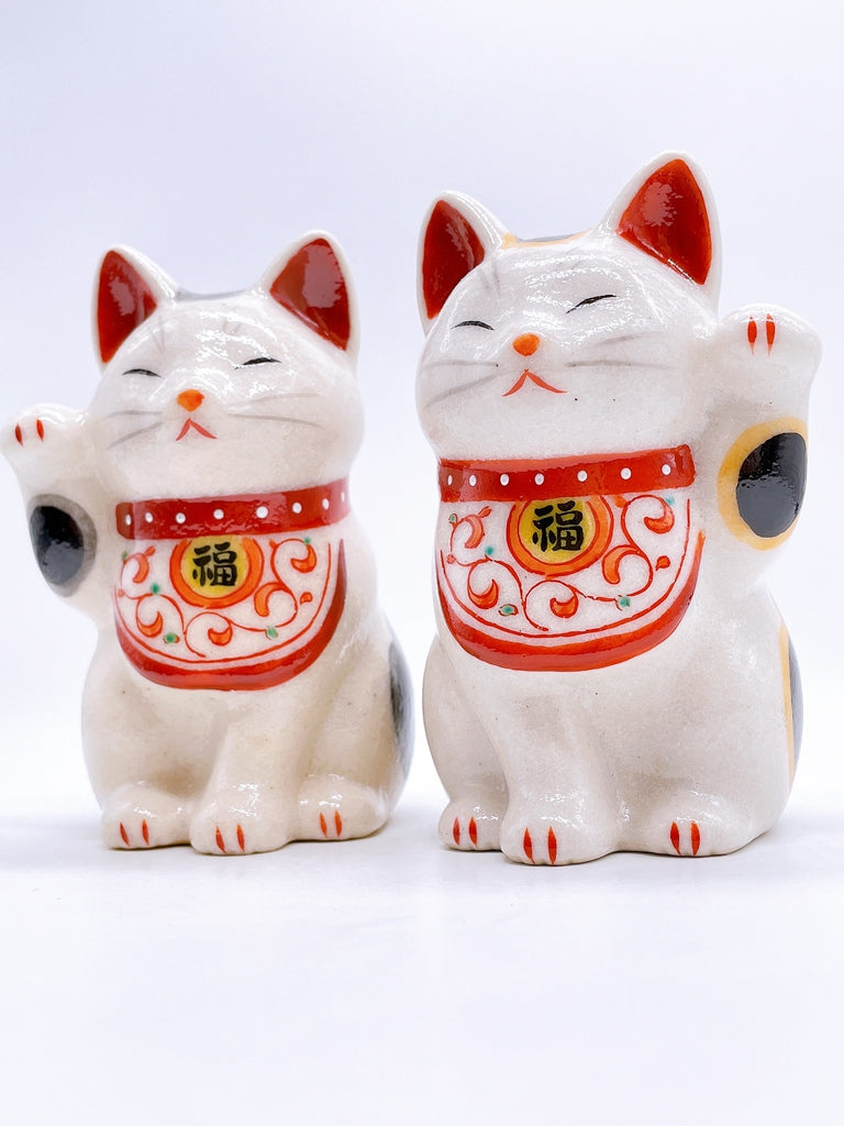 日本陶彩万福唐草招財貓 小