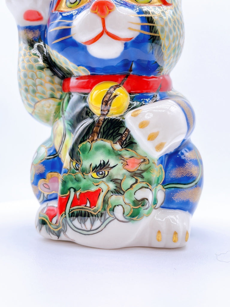日本清水燒招財貓  龍金模樣