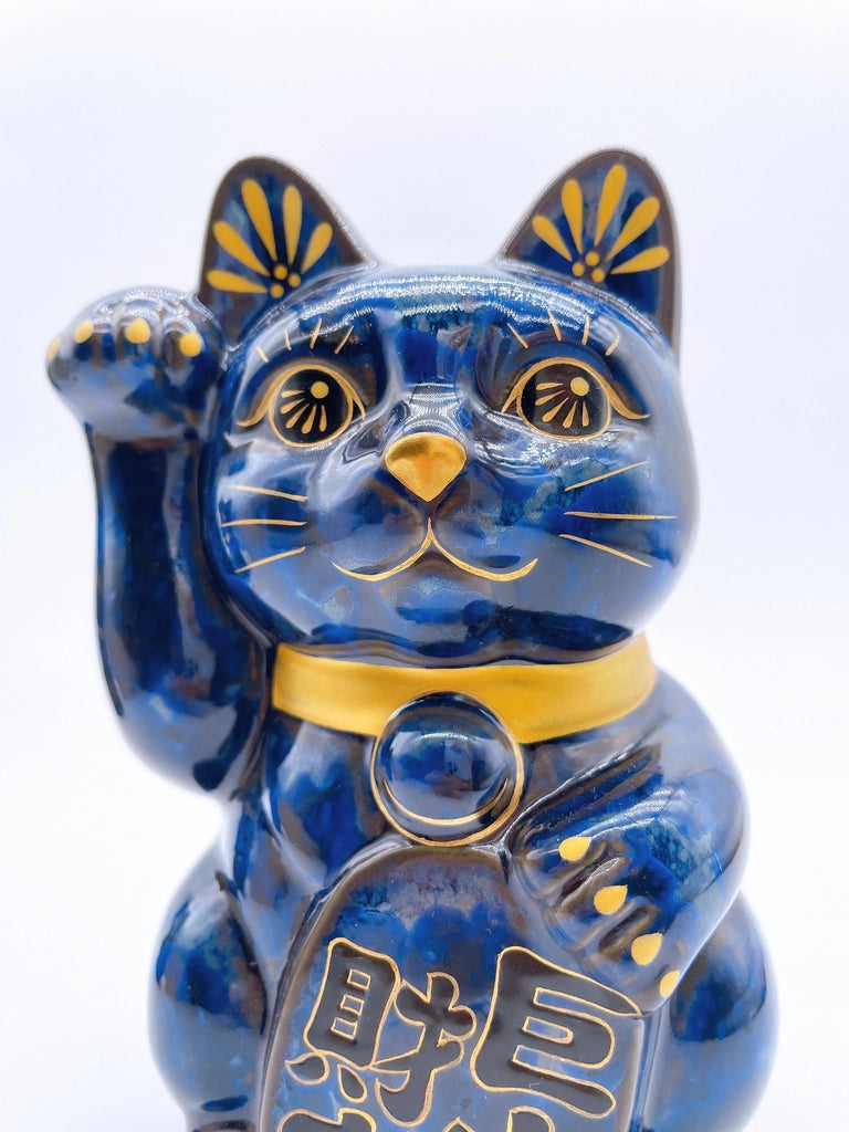 日本清水烧招财猫青墨巨大财富