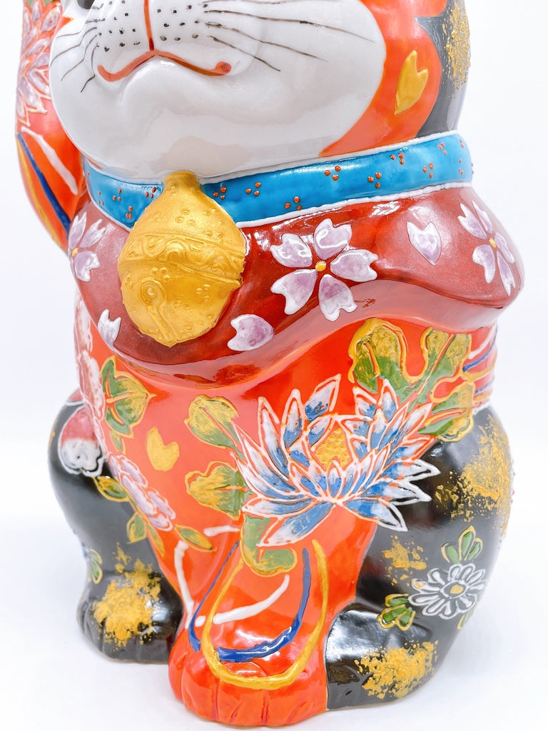 日本九谷燒紅黑華盛招財貓