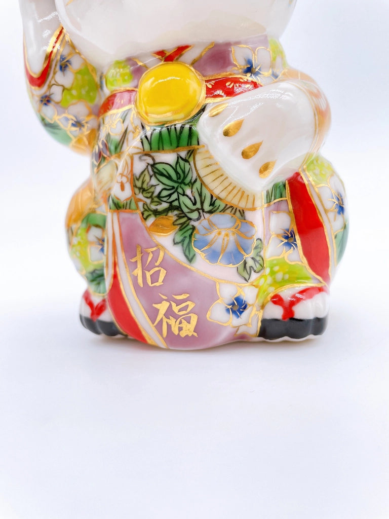 Japanese Kiyomizu-yaki Lucky Cat, Maiko Iris, Lucky Cat