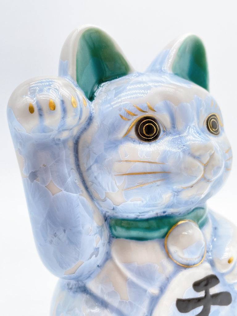 日本清水烧招财猫花结晶银藤